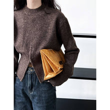 Load image into Gallery viewer, VividLux - Crew Neck Pullover Zipper Design Short Sweater: Grey / One size
