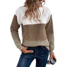 Load image into Gallery viewer, ShieldChic - Knitted Sweater Color Block Round Neck Long Sleeve: GRAY / M