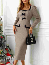 Load image into Gallery viewer, Lovenne - Plaid long-sleeved sexy tight hip skirt: KHAKI / (L) 1