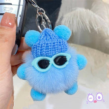 Load image into Gallery viewer, FurDecoration - Fluffy Rex Rabbit Fur Cartoon Doll Keychain for Car Key Bag: DEEP PURPLE / One_size