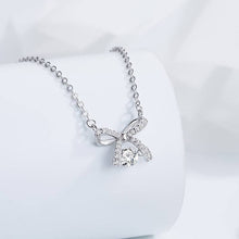 Load image into Gallery viewer, Perimade & Co. LLC - Bow Bowknot Dancing Stone Necklace in 925 Sterling Silver