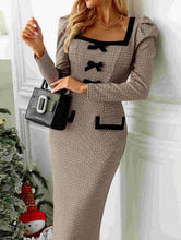 Load image into Gallery viewer, Lovenne - Plaid long-sleeved sexy tight hip skirt: KHAKI / (S) 1