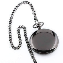 Load image into Gallery viewer, WoodWristCo - Retro Black Fashion Silver Smooth Steampunk Pocket Watch