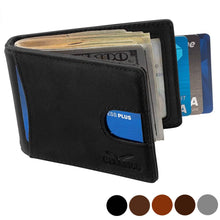 Load image into Gallery viewer, Claasico - Small bifold leather money clip wallet with pull strap: California Dessert