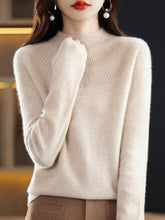 Load image into Gallery viewer, VividLux - Office Raglan Sleeve Hollow Solid Color High-Neck Sweater Tops: ORANGE / M