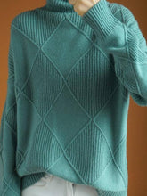 Load image into Gallery viewer, ShieldChic - Loose Rhombus Solid Color High-Neck Sweater Tops: CAMEL / M