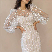 Load image into Gallery viewer, FurDecoration - Sure! How about "Elegant Embroidered Mesh Sheer Dress" for your clothing product title?: WHITE / M