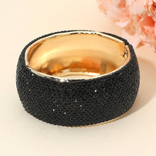 Load image into Gallery viewer, Sensibling Corp. - Wide Rhinestone Pearl Paved Hinged Evening Bangle Bracelet: Gold,Green