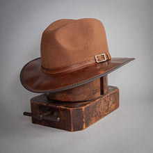Load image into Gallery viewer, American Hat Makers - Wool Felt Leather Outdoor Fedora Style - Summit: Saddle / LG