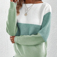 Load image into Gallery viewer, ShieldChic - Knitted Sweater Color Block Round Neck Long Sleeve: GRAY / M