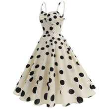 Load image into Gallery viewer, SALINA TRADING INC - Vintage French Polka Dot Tie Back Sleeveless Dress: Cream with Black Dots / S
