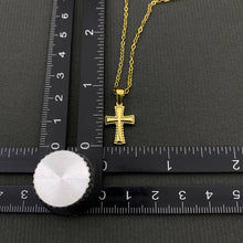 Load image into Gallery viewer, Mio Queena - 18K Gold Plated Stainless Steel Cross Charm Necklace - FGS: Black