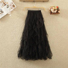 Load image into Gallery viewer, UZ Wholesale Store - Fashionable Medium-Length Wavy Mesh Tulle Skirt: BLACK / One_size
