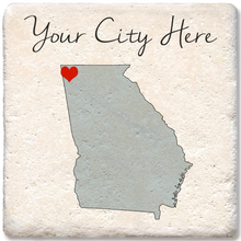 Load image into Gallery viewer, Tipsy Coasters & Gifts - Custom Love Your Town State Silhouette Heart Coaster: Ceramic