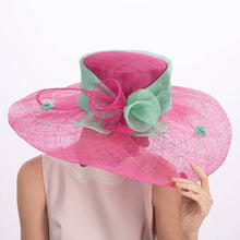 Load image into Gallery viewer, KaKyCo - 117138 Two tone Callalily Adorned Wide Soft Sinamay Hats: Black / Silver