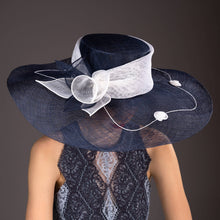 Load image into Gallery viewer, KaKyCo - 117138 Two tone Callalily Adorned Wide Soft Sinamay Hats: Black / Silver