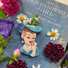 Load image into Gallery viewer, Lipstick & Chrome - "Vine and Dandy" in Fawn - Lady Head Vase Brooch