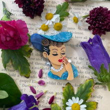 Load image into Gallery viewer, Lipstick & Chrome - "Vine and Dandy" in Tawny - Lady Head Vase Brooch