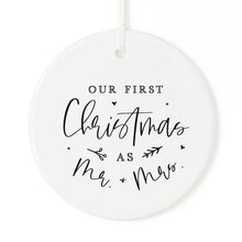 Load image into Gallery viewer, Our First Christmas as Mr. & Mrs Christmas Ornament with Ribbon and Gift Box