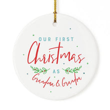 Load image into Gallery viewer, Our First Christmas as Grandma and Grandpa Ornament with Ribbon and Complimentary Gift Box