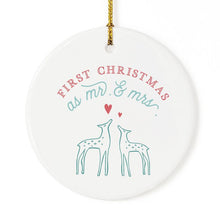 Load image into Gallery viewer, First Christmas as Mr. and Mrs. with Deer Ornament with Ribbon and Complimentary Gift Box
