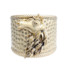 Load image into Gallery viewer, PinktownUSA - Burnished Gold Horse Hammered Cuff|Adjustable: Gold / Burnished Gold / Adjustable
