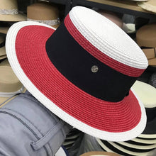Load image into Gallery viewer, ACCITY - Designer fashion flat top straw hat for women_CWAH3438: White / (M) 1

