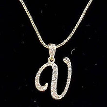 Load image into Gallery viewer, Diacly - Cursive Initial Alphabet Letter Monogram CZ Pendant Small-Gold: H
