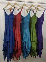 Load image into Gallery viewer, Wevez - Women's Embroidered Spaghetti Strap Asymmetrical Hem Dress
