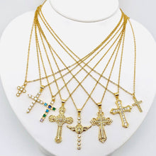 Load image into Gallery viewer, Mio Queena - Multi-Style Inlaid Cubic Zirconia Cross Pendant Necklace: 4#
