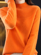 Load image into Gallery viewer, VividLux - Office Raglan Sleeve Hollow Solid Color High-Neck Sweater Tops: ORANGE / M
