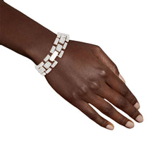 Load image into Gallery viewer, PinktownUSA - Iced Silver Watch Band Chain Bracelet: Clear / Rhodium / 8 inches
