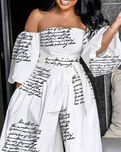 Load image into Gallery viewer, Queen Fashion - Off shoulder lantern sleeve wide leg jumpsuit: WHITE / 1-2-2-2-1 / S-M-L-XL-2XL
