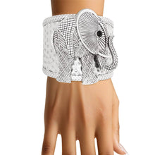 Load image into Gallery viewer, PinktownUSA - Cuff Burnished Silver Elephant Tribal Bracelet: Color: Burnished Silver / Plating: Burnished Silver / Size: Adjustable
