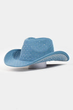 Load image into Gallery viewer, Collections by Fame Accessories - Rhinestone Studded Denim Western Cowboy Hat: LDN

