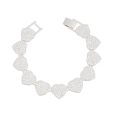 Load image into Gallery viewer, PinktownUSA - Chain Bracelet Silver Pave Heart Link for Women: Clear / Rhodium / 8.2 inches

