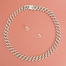 Load image into Gallery viewer, PinktownUSA - Iced Silver Square Cuban Chain Necklace: Clear / Rhodium / 20 inches
