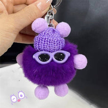 Load image into Gallery viewer, FurDecoration - Fluffy Rex Rabbit Fur Cartoon Doll Keychain for Car Key Bag: LIGHT PURPLE / One_size
