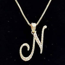 Load image into Gallery viewer, Diacly - Cursive Initial Alphabet Letter Monogram CZ Pendant Small-Gold: W
