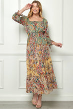 Load image into Gallery viewer, Winslow Collection - MISSY PRINTED PEASANT DRESS WITH LINING, SIDE SLIT SIB53D34: XL / SAGE/TAUPE
