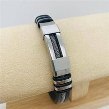 Load image into Gallery viewer, Mio Queena - Men's Silicone Titanium Steel  Bracelet - MJ/BC: Black
