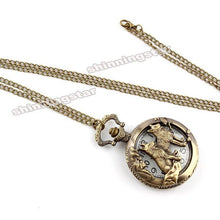 Load image into Gallery viewer, WoodWristCo - Bronze Wolf Hollow Quartz Pocket Watch
