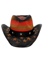 Load image into Gallery viewer, Cap Zone - Vintage American Flag Star Brim Straw Cowboy Hat: Tan/Black
