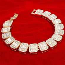 Load image into Gallery viewer, PinktownUSA - Chain Bracelet Iced Gold Square Halo Baguette: Clear / Gold / 8.2 inches
