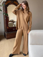 Load image into Gallery viewer, ShieldChic - Loose Solid Color High-Neck Sweater Tops&amp;Pants Suits: GREEN / M
