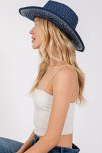 Load image into Gallery viewer, Collections by Fame Accessories - Rhinestone Studded Denim Western Cowboy Hat: BK
