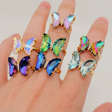Load image into Gallery viewer, Mio Queena - Gradient Glass Butterfly Ring: 6# light purple
