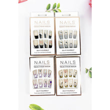 Load image into Gallery viewer, JHP Collection - COFFIN  FRENCH TIP WITH BOW RHINESTONE PRESS ON NAIL: ASSORTED / ONE(12)
