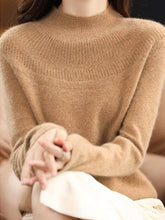 Load image into Gallery viewer, VividLux - Office Raglan Sleeve Hollow Solid Color High-Neck Sweater Tops: ORANGE / M
