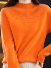 Load image into Gallery viewer, VividLux - Office Raglan Sleeve Hollow Solid Color High-Neck Sweater Tops: ORANGE / M
